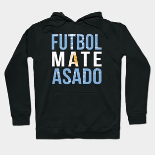 Futbol Mate Asado, Funny Argentinian Flag Soccer Lover, Argentina Campeón Mundial Qatar 2022 Hoodie